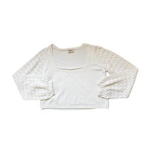 Show Me Your MuMu XL White Crop Sweater With Detailed Sleeves EUC